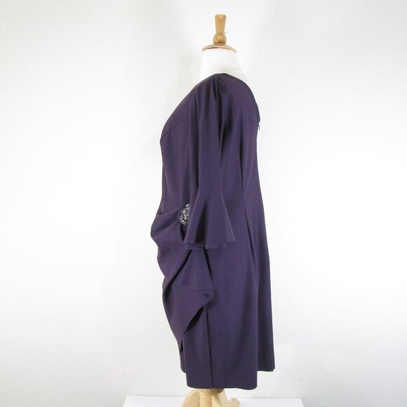 Alex Evenings Womens Plus Size Dark Purple Formal Ruched Sheath Dress Size 24W - Picture 9 of 11